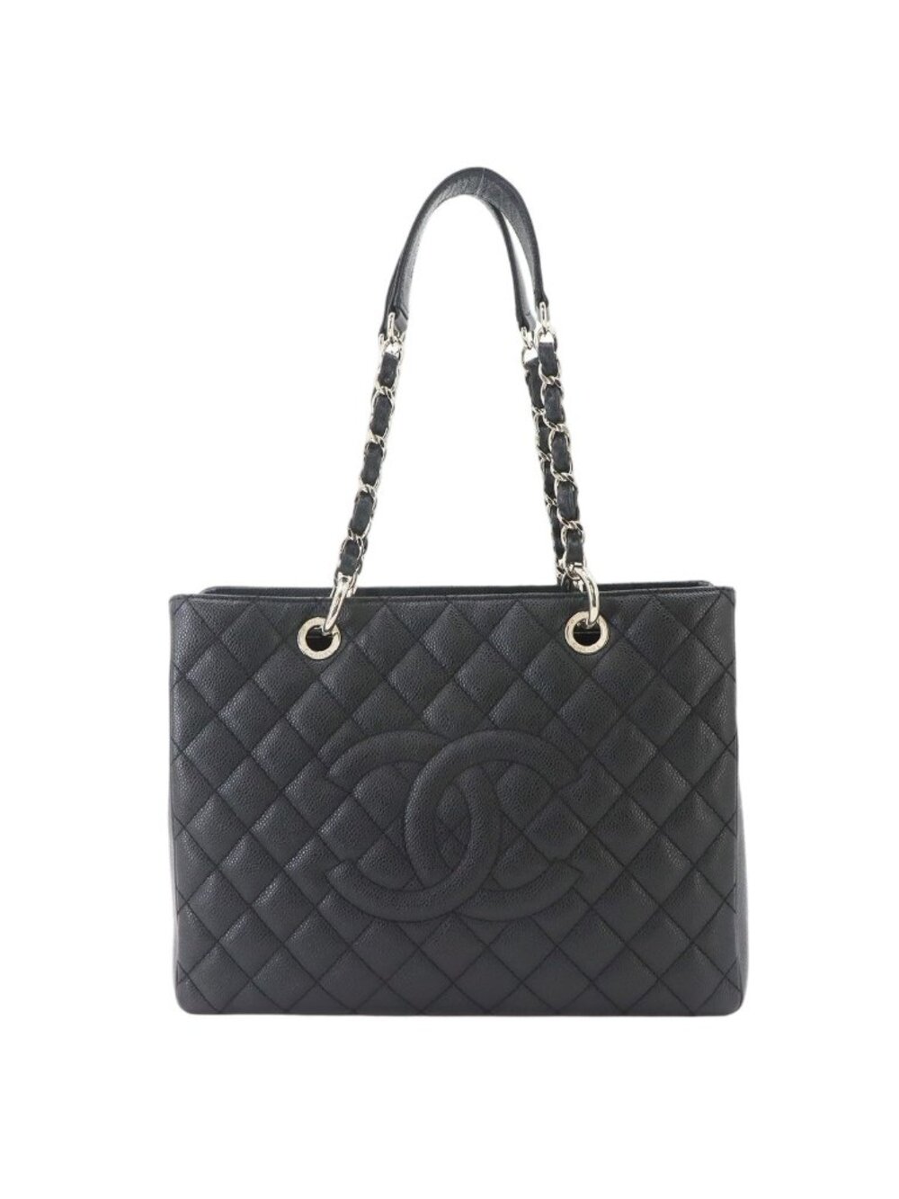 Chanel Quilted Grand Shopping Chain Tote Bag GST Caviar Leather Black